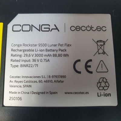 BATERIA 8INR22/71 33.6V PARA CONGA ROCKSTAR 9500 LUNAR PET FLEX