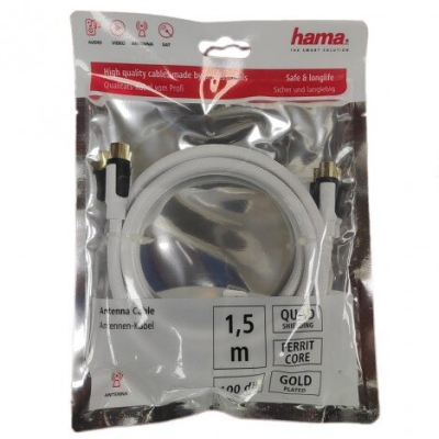 CABLE DE ANTENA M-H 1,5M 100dB + Filtro BLANCO HAMA