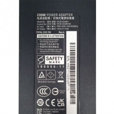 CARGADOR ADAPTADOR RC30-024801 PARA PORTATIL RAZER BLADE 15 ADVANCED MODEL RZ09-0367C1D3-R311