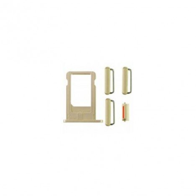 KIT BOTONES Y TARJETERO NANO SIM IPHONE 6 PLUS 5.5" DORADO
