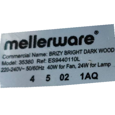 MOTOR VENTILADOR DE TECHO MELLERWARE BRIZY BRIGHT DARK WOOD