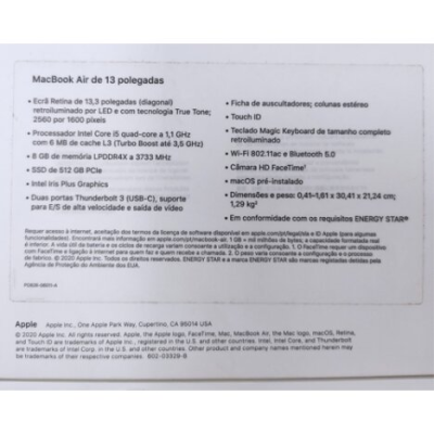 PORTÁTIL APPLE MACBOOK AIR 13 2020 A2179 i5 8GB 512GB ORO ROSA PT