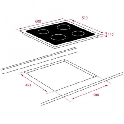 VITROCERÁMICA RADIANTE TEKA VTC B 4 ZONAS 60 CM PARA HORNOS SERIE ME